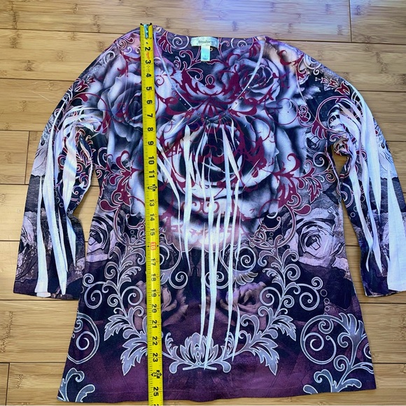 Y2K, gothic, steampunk, grunge style by Dress Barn, size L. Bejeweled v-neck. - Picture 5 of 5